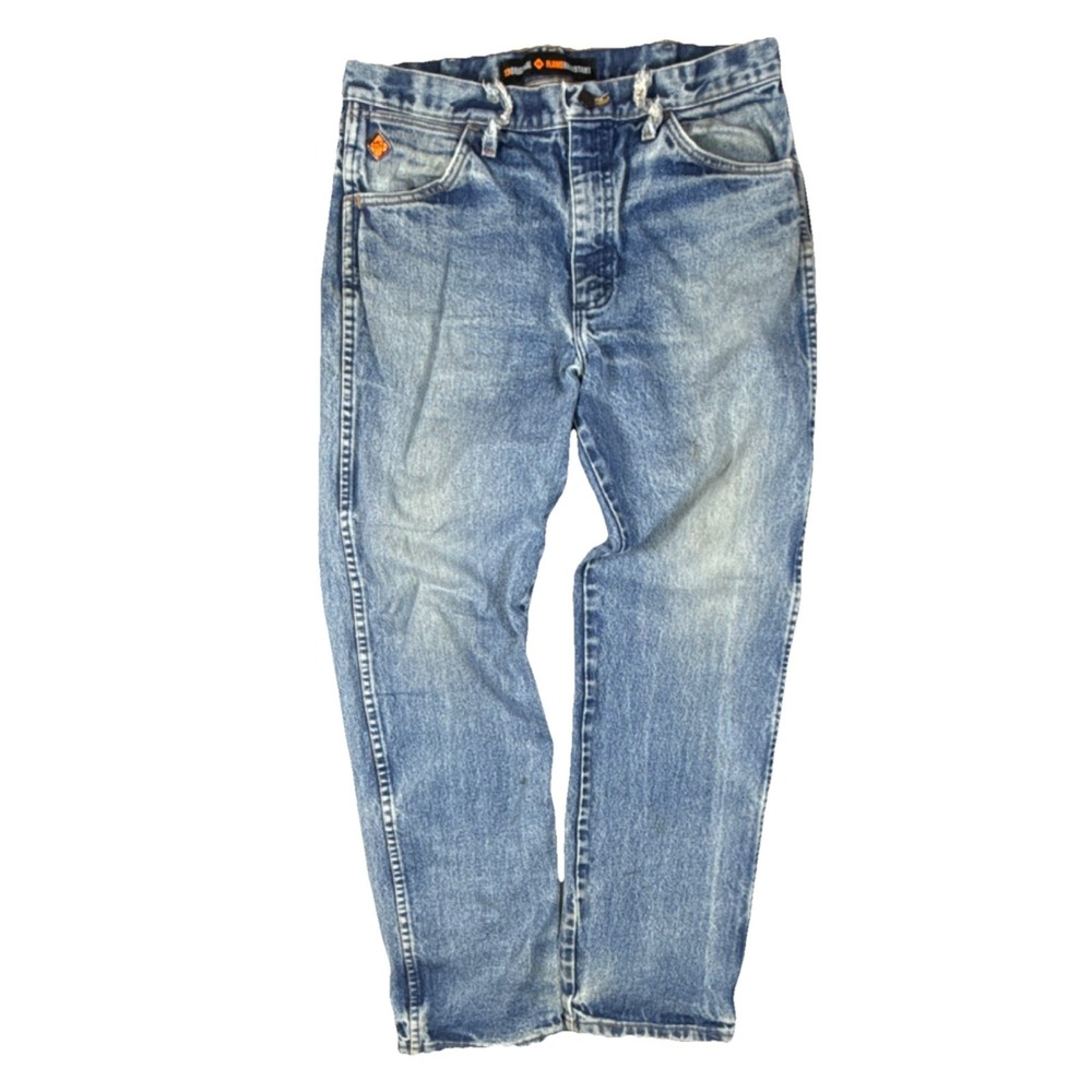 Wrangler FRM12 Flame Resistant Blue Cotton‎ Work Pants Men's 33x32 Cowboy Cut